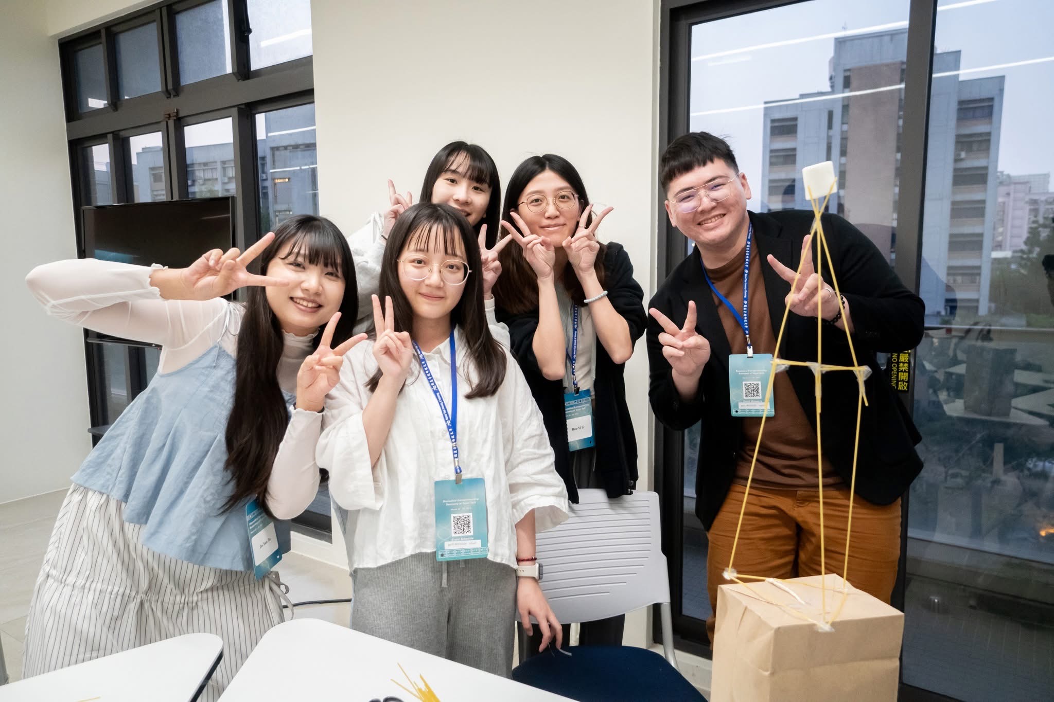 Team activity: building structures with bamboo chopsticks 03
