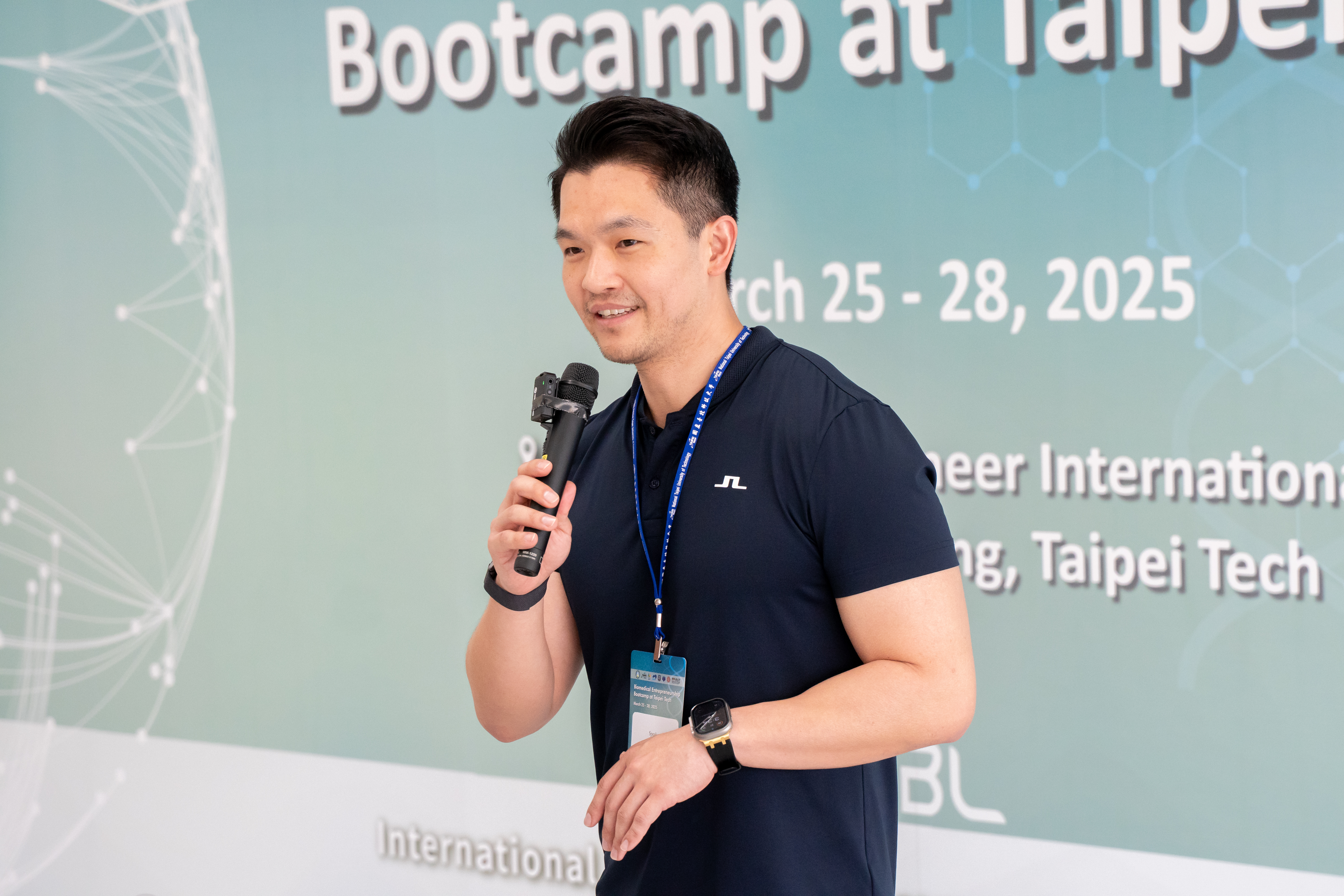 Invited guest shares experiences on stage