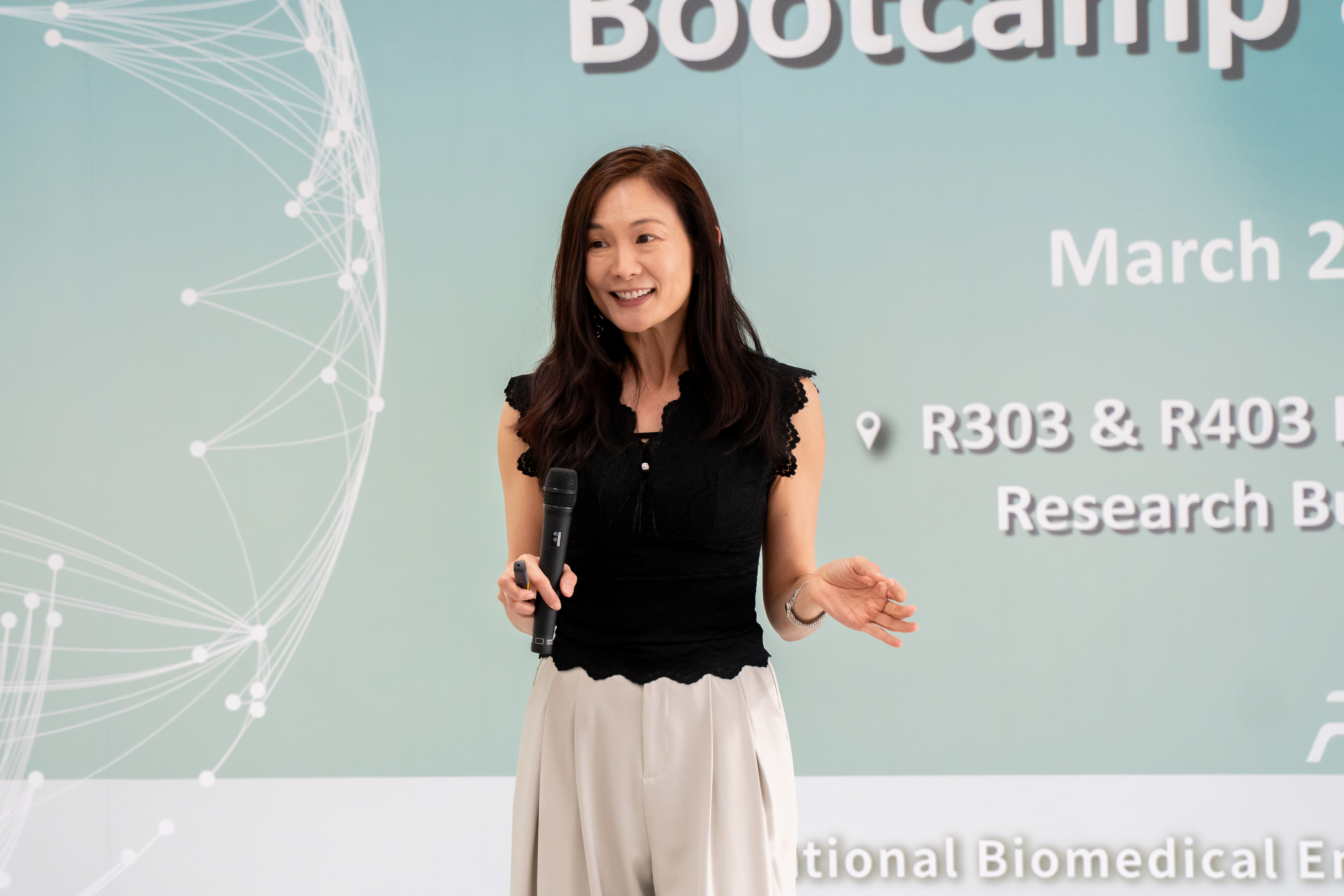 Instructor Helen Chen delivers a lecture during the bootcamp
